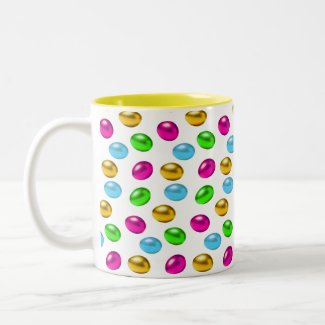Multicolored Easter Eggs on White