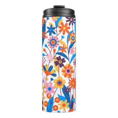 Multicolored Exotic Floral Background Thermal Tumbler