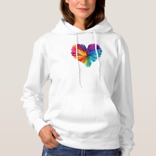 Multicolored Feathers Heart Design Hoodie