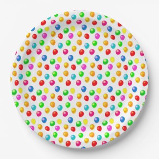Multicolored Festive Balloons Birthday Paper Plate