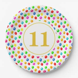 Multicolored Festive Balloons Birthday Paper Plate