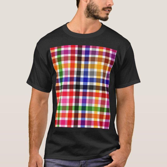 Multicolored Flannel Twill Plaid Tartan T-Shirt (Front)