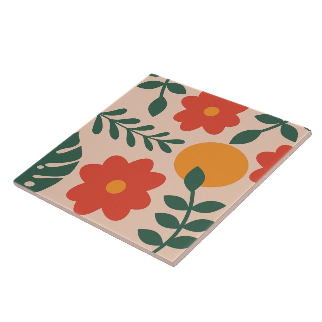 Multicolored Floral Ceramic Tile (Side)