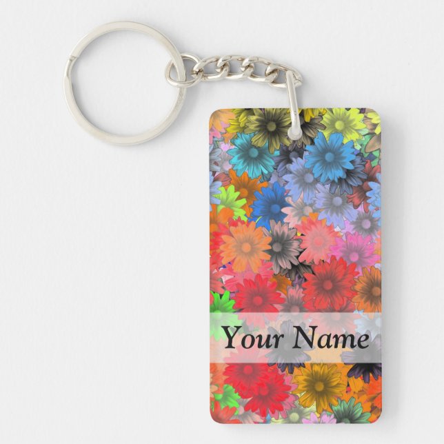 Multicolored floral pattern keychain (Front)