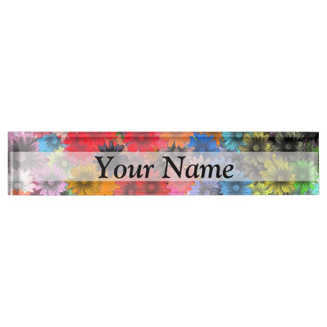Multicolored floral pattern name plate (Front)