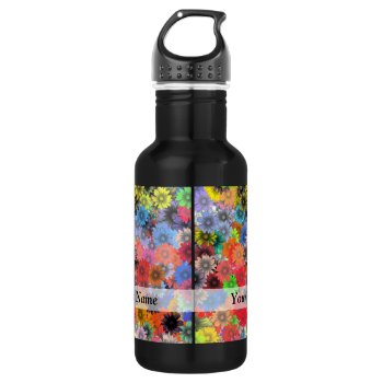 Multicolored Floral Pattern Stainless Steel Water Bottle by Patternzstore at Zazzle