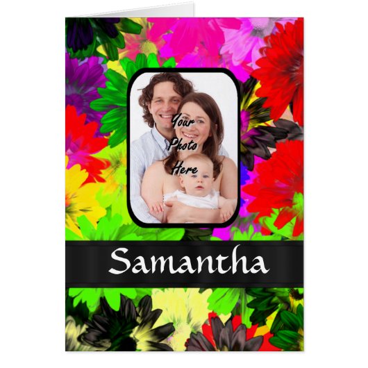 Multicolored floral photo background cards (Front)