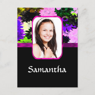 Multicolored floral photo template postcard