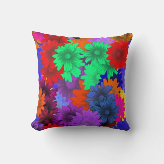 Multicolored floral throw pillow (Front)