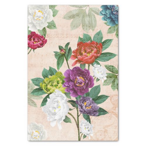 Multicolored Florals Music  Handwriting Decoupage Tissue Paper