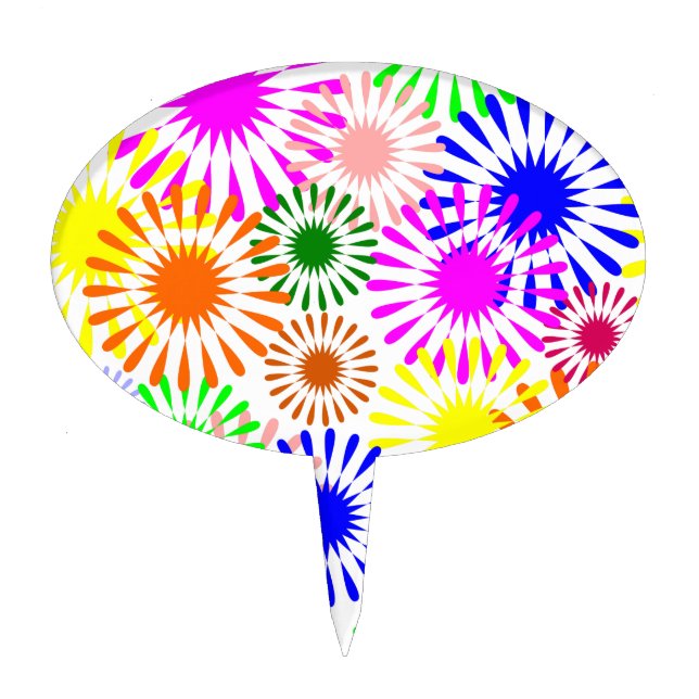 Multicolored Flowers Cake Topper (Front)