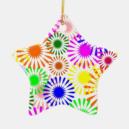 Multicolored Flowers Ceramic Ornament