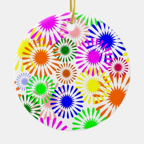 Multicolored Flowers Ceramic Ornament