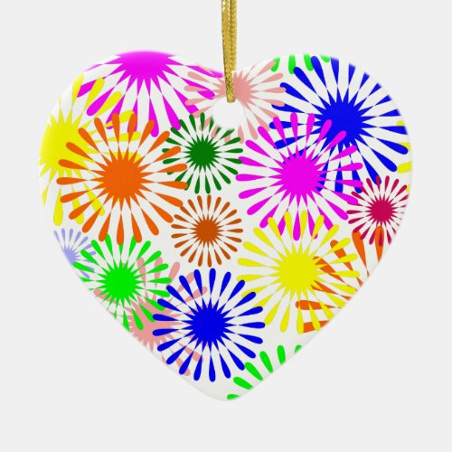 Multicolored Flowers Ceramic Ornament