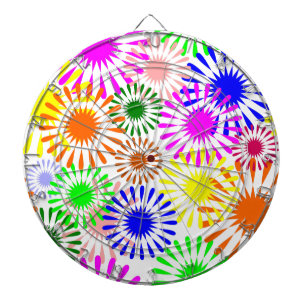Multicolored Flowers Dartboard With Darts