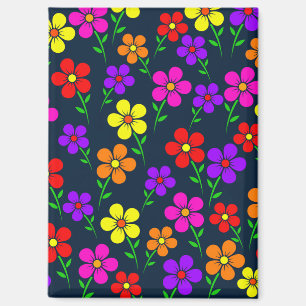 Multicolored Flowers Floral Pattern-34654 Magnet