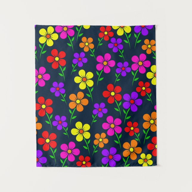 Multicolored Flowers Floral Pattern Tapestry (Front)
