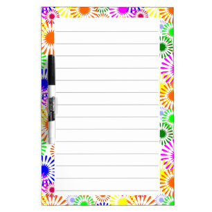 Multicolored Flowers Lined Dry Erase Board
