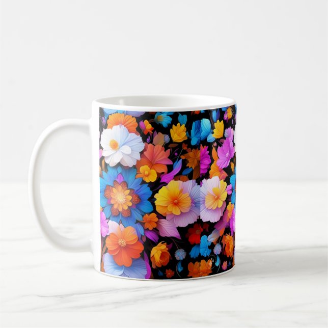 Multicolored Flowers Pattern-68577 Coffee Mug (Left)