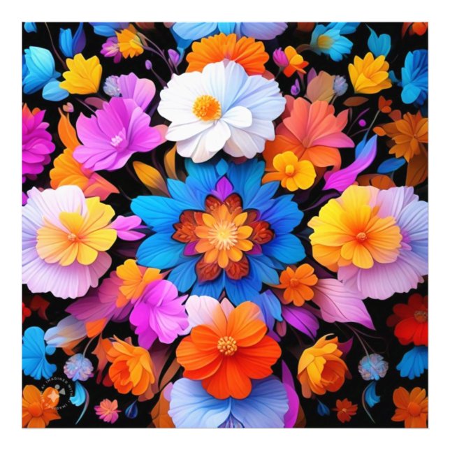 Multicolored Flowers Pattern-68577 Photo Print (Front)
