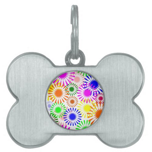 Multicolored Flowers Pet Name Tag