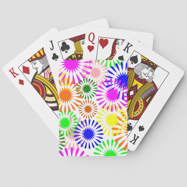 Multicolored Flowers Poker Cards (Back)