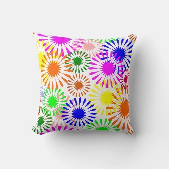 Multicolored Flowers Throw Pillow (Front)