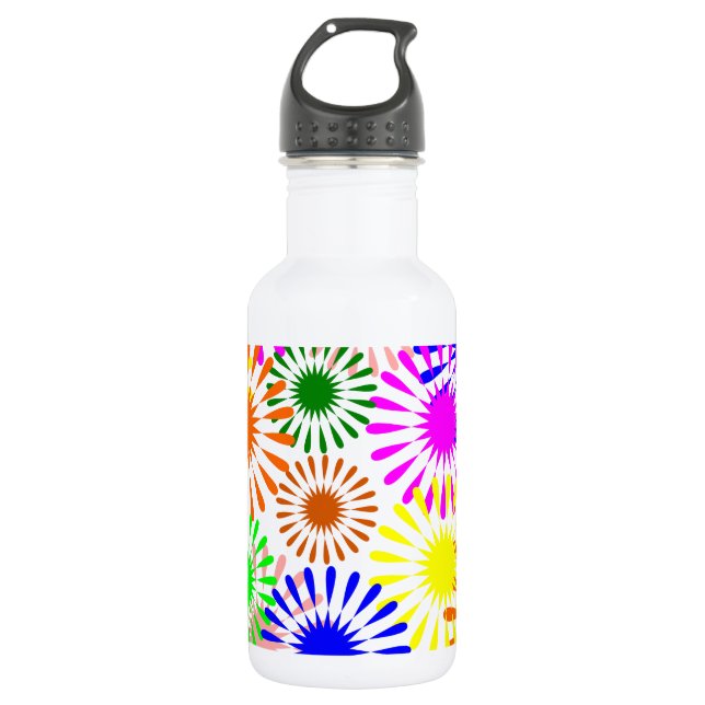 Multicolored Flowers Water Bottle (Front)