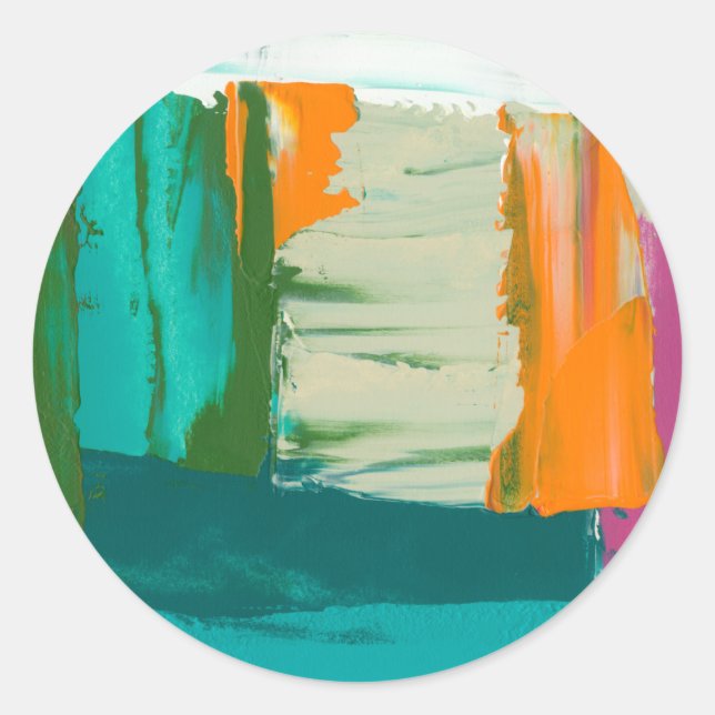 Multicolored Free Expression Painting Classic Round Sticker (Front)