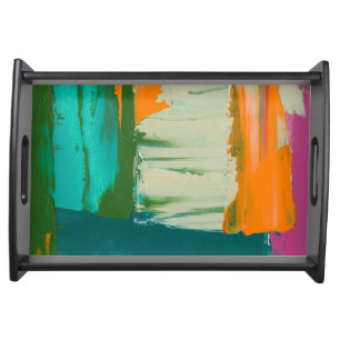 Multicolored Free Expression Painting Serving Tray