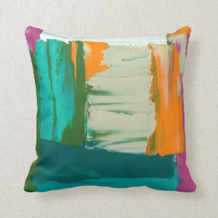 Multicolored Free Expression Painting Throw Pillow
