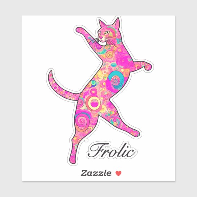 Multicolored Frolicking Cat Sticker (Sheet)
