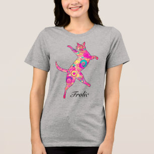Multicolored Frolicking Cat Tri-Blend Shirt