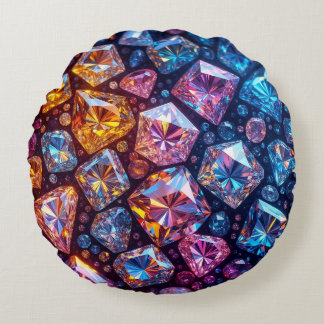 Multicolored Gemstones in a Gradient Display  Round Pillow