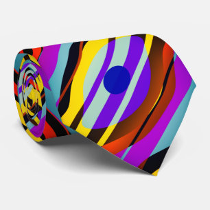 Multicolored Geometric Abstract Fractal Artistic Neck Tie