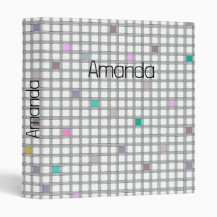 Multicolored Geometric Checkered Pattern 3 Ring Binder