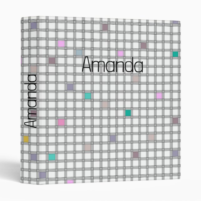 Multicolored Geometric Checkered Pattern 3 Ring Binder (Front/Spine)