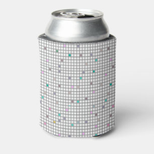 Multicolored Geometric Checkered Pattern Can Cooler