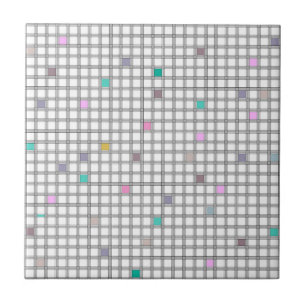 Multicolored Geometric Checkered Pattern Ceramic Tile