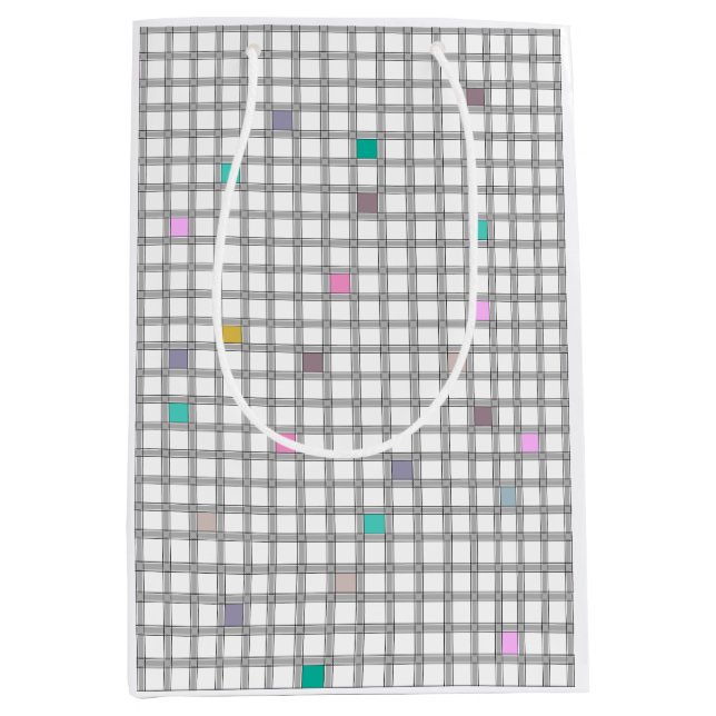 Multicolored Geometric Checkered Pattern Medium Gift Bag (Front)