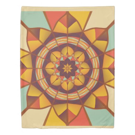 Multicolored Geometric Flourish Duvet Cover