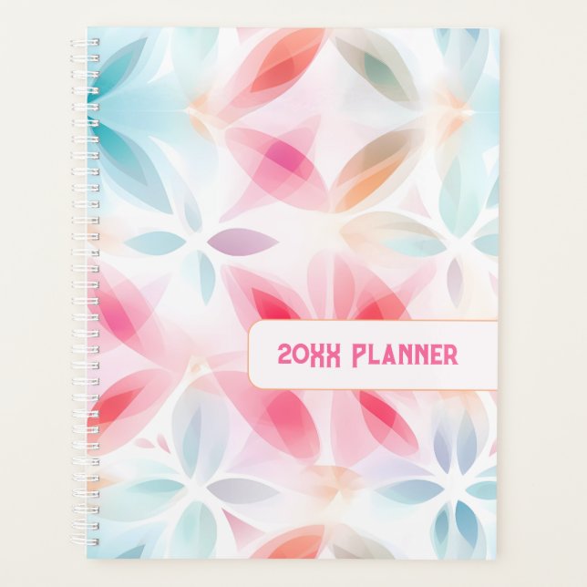 Multicolored Geometric Flowers Planner (Front)