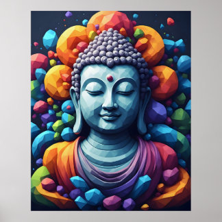 Multicolored Geometric Modern Art - Gautam Buddha Poster