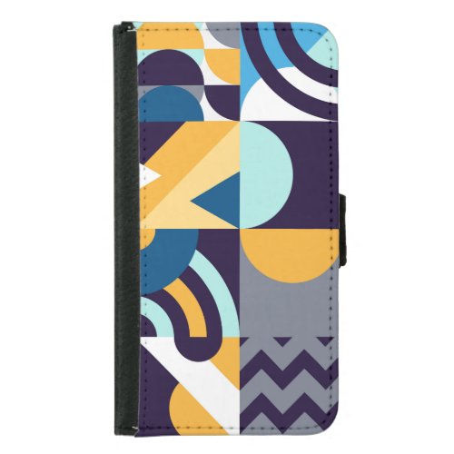 Multicolored Geometric Primitive Shapes Fusion Samsung Galaxy S5 Wallet Case