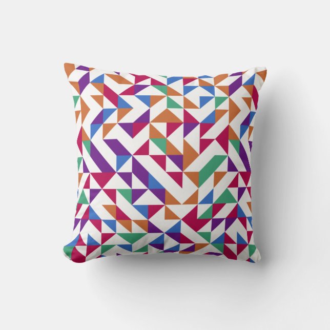 Multicolored Geometric Seamless Pattern Throw Pillow (Front)