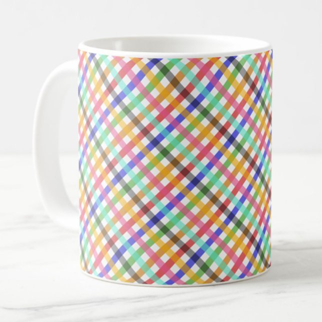Multicolored Gingham Plaid Pattern Design  Coffee Mug (Creator Uploaded)