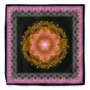 Multicolored glowing bright fractal pattern bandana