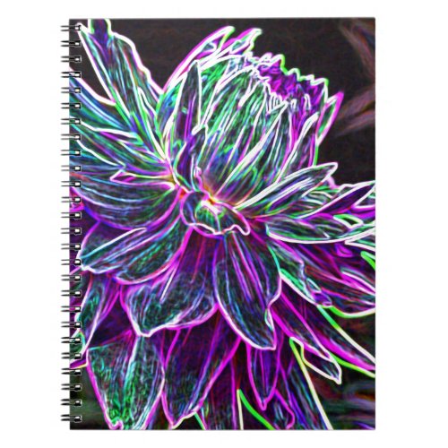 Multicolored Glowing Edge Dahlia Products Notebook