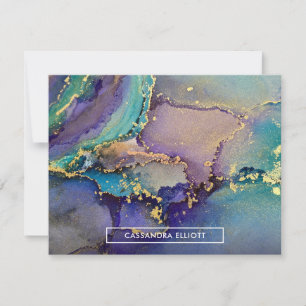 Multicolored Gold Alcohol Ink Liquid Abstract Art Note Card