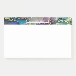 Multicolored Gold Alcohol Ink Liquid Abstract Art Post-it Notes